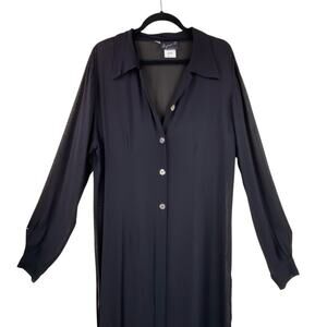Vintage Benjamin A. Sheer Button Front Duster Size 16 Black Maxi New With Tags